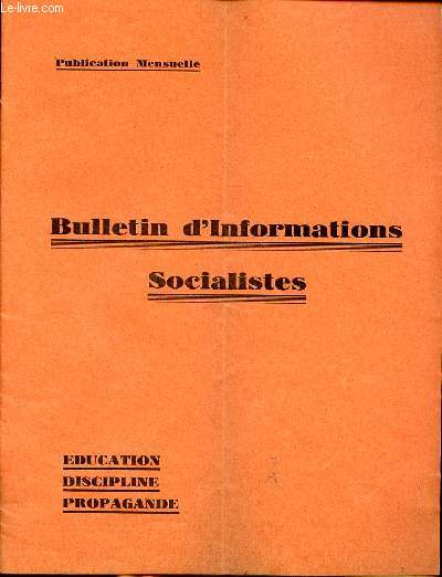 Bulletin d'informations socialiste N5 Avril 1937