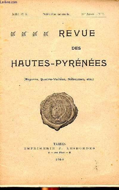 Revue des Hautes Pyrnes (Bigorre, Quatre valles, Nbouzan, etc.) Juillet 1916 N7 La guerre En Grce: de Leonidas  Constantin verdun et l'offensive de la Somme Sommaire: La guerre En Grce: de Leonidas  Constantin verdun et l'offensive de la Somme; A