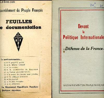 Dossier comprenant divers documents sur Le Rassemblement du Peuple Franais