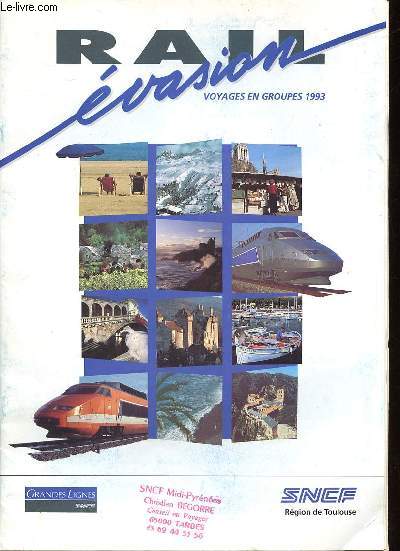 Catalogue rail vasion Voyages en groupe 1993 Sommaire: Carnaval de Nice; Le Futuroscope et la Touraine; la Corse 