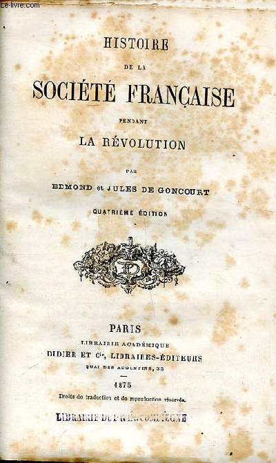 Histoire de la socit franaise pendant la rvolution Quatrime dition