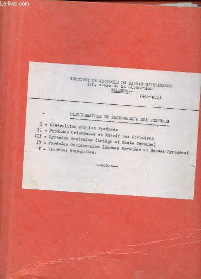 Bibliographie du palozoque des Pyrnes en 2 classeurs
