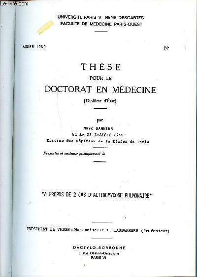 Thse pour le doctorat en mdecine 