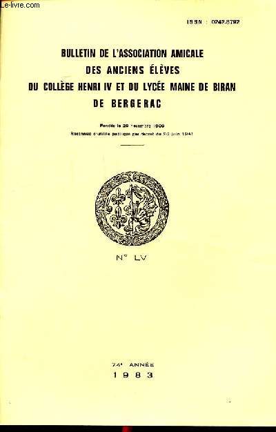 Bulletin de l'association amicale des anciens lves du collge Henri IV et du lyce Maine de Biran de Bergerac 74  anne N 55 1983