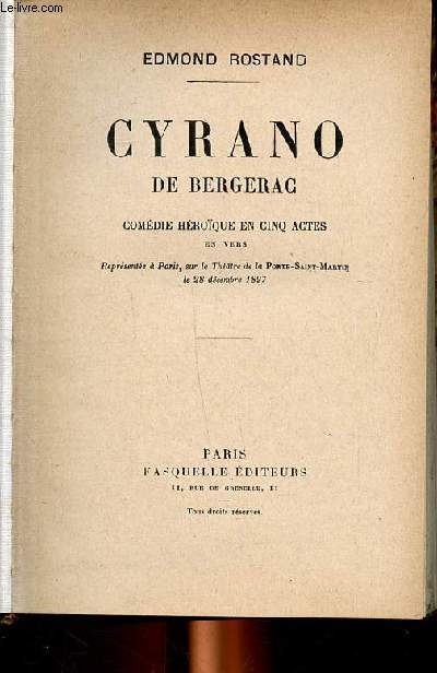 Cyrano de Bergerac comdie en cinq actes en vers