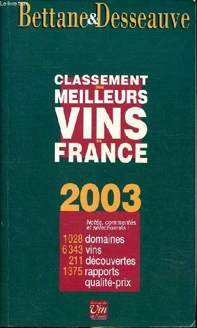 Classement meilleurs vins de France 2003