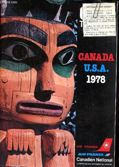 Catalogue Canada USA 1978 concernant les vols et tarifs de la ligne.