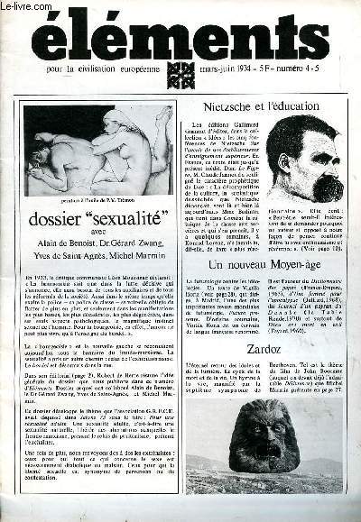 Elments pour la civilisation europenne Mars Juin 1974 N4-5 Dossier sexualit