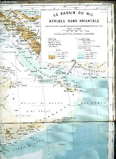 Carte gographique Le bassin du Nil Afrique nord orientale en 1885