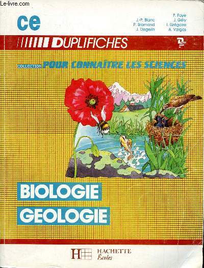CE duplifiches Biologie gologie Collection Pour connaitre les sciences