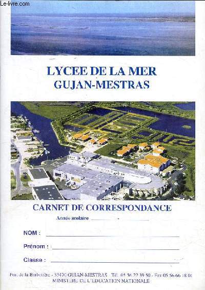 Carnet de correspondance Lyce de la mer Gujan-Mestras - Vierge