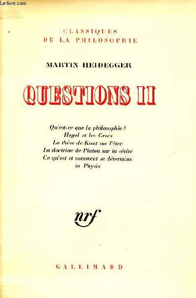 Questions II Collection Classiques de la philosophie