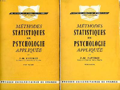 Mthodes statistiques en psychologie applique Tomes premier et second