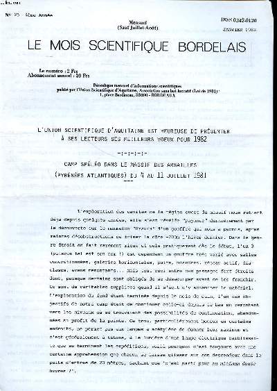Le mois scientifique bordelais N 24 4 anne Camp splo dans le massif des Arbailles du 4 au 11 juillet 1981