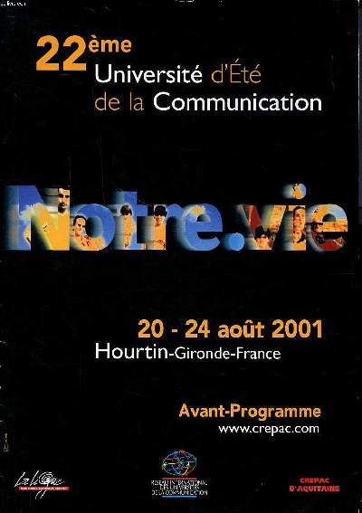 22me universit d't de la communication 20-24 aot 2001 Hourtin-Gironde-France