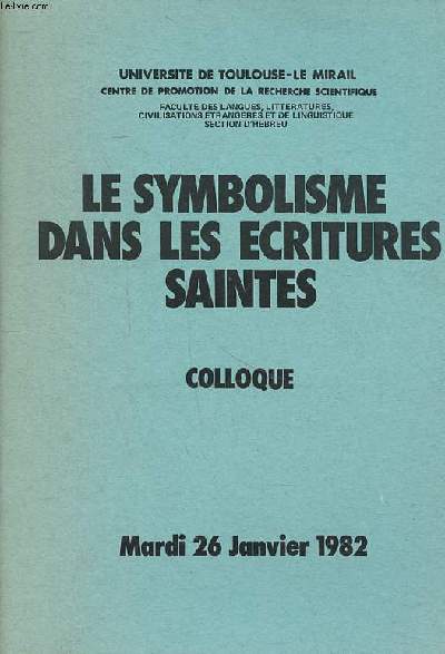 Le symbolisme dans les critures saintes Colloque