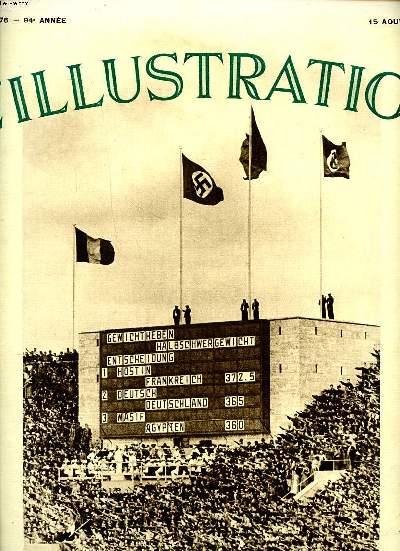 L'illustration N 4876 du 15 aot 1936 94 anne Le drapeau tricolore au mat olympique de Berlin pour annoncer le victoire de l'haltrophile Franois Hostin
