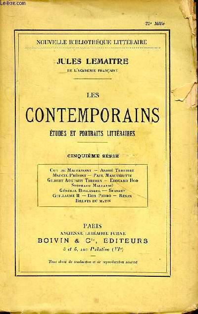 Les contemporains tudes et portraits littraires cinquime srie