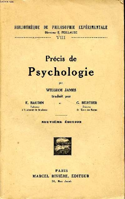Prcis de psychologie Collection Bibliothque de philosophie exprimentale VIII Neuvime dition