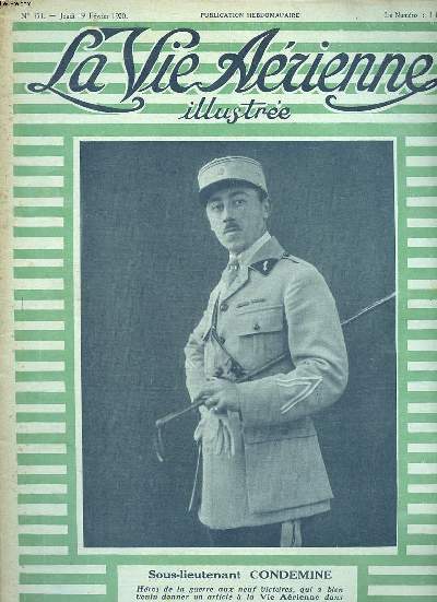 La vie arienne illustre N171 du jeudi 19 fvrier 1920 Dous lieutenant Condemine Sauvons l'aviation
