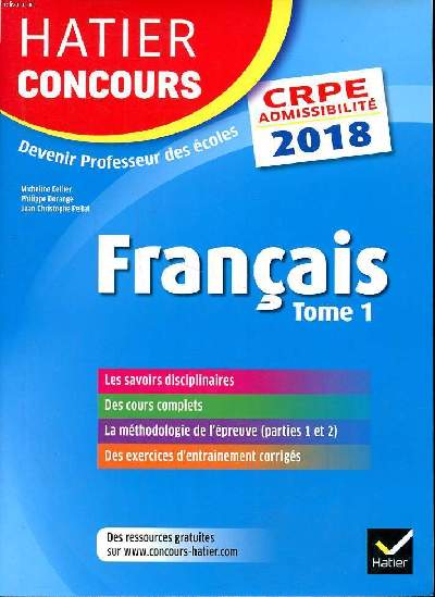 Franais Tome 1 Hatier concours Devenir professeur des coles