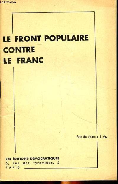 Le front populaire contre le franc