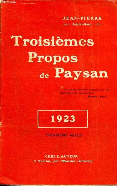 Troisimes propos de paysans 1923