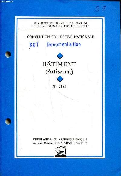 Convention collective nationale Btiment (artisanat) N 3193