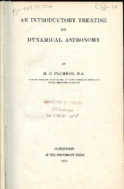 An introduction treatise on dynamical astronomy