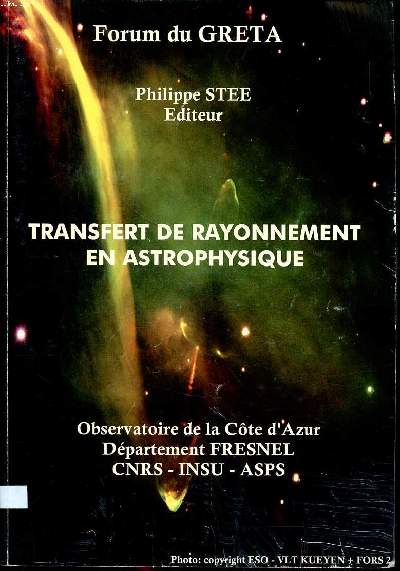 Transfert de rayonnement en astrophysique Observatoire de la Cte d'Azur