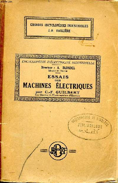 Essais des machines lectriques Encyclopdie d'lectricit industrielle