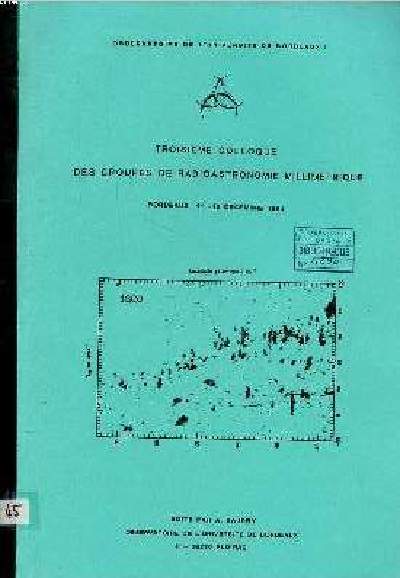 Troisime colloque des groupes de radioastronomie millimtrique Bordeaux 11-12 dcembre 1984