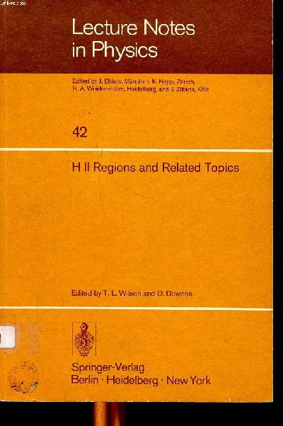 Lecture notes in physics N42 H II Regions and related topics