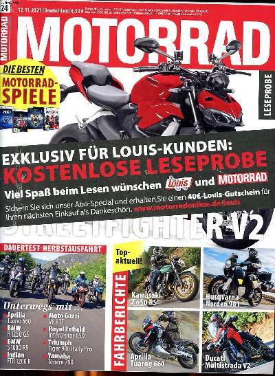 Motorrad N24 Exklusiv fr Louis-Kunden: Kostenlose leseprobe Sommaire: Kawasaki Z 650 S, Husqvarna Norden 901; Aprilia Tuareg 660 ...
