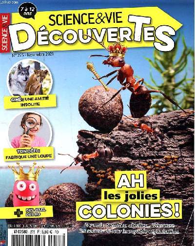 Sciences et vie dcouvertes N275 Novembre 2021 Ah les jolies colonies ! Sommaire:Ah les jolies colonies !; Merveilles du ciel; Le lion de mer; Les blagues de Toto ...