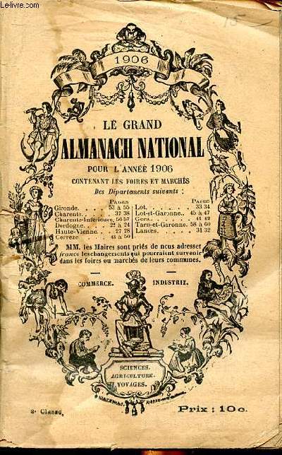 Le grand almanach national pour l'anne 1906 contenant les foires et marchs