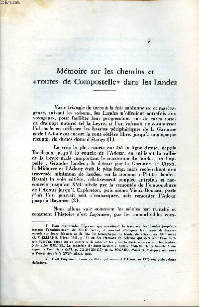 Bulletin de la socit de Borda Mmoire sur les chemins et 