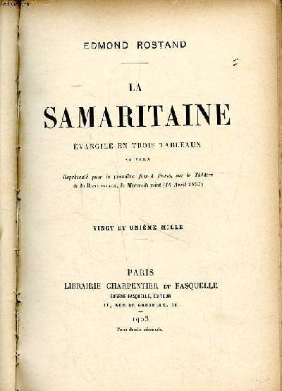 La samaritaine vangile en trois tableaux en vers