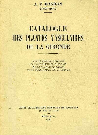 CATALOGUE DES PLANTES VASCULAIRES DE LA GIRONDE