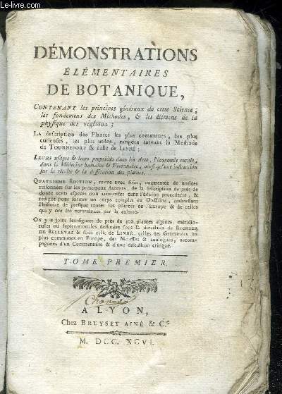 DEMONSTRATIONS ELEMENTAIRES DE BOTANIQUE - 4 VOLUMES
