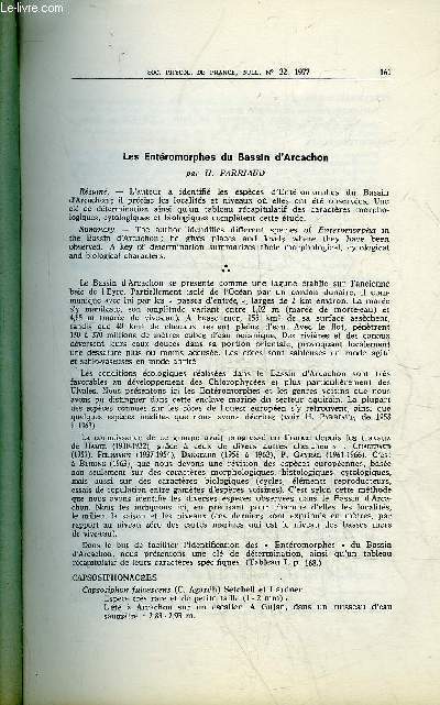 EXTRAIT : LES ENTEROMORPHES DU BASSIN D'ARCACHON - SOC. PHYCOL. DE FRANCE BULL. N22 1977.