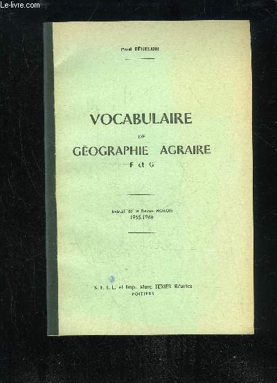 VOCABULAIRE DE GEOGRAPHIE AGRAIRE - F ET G