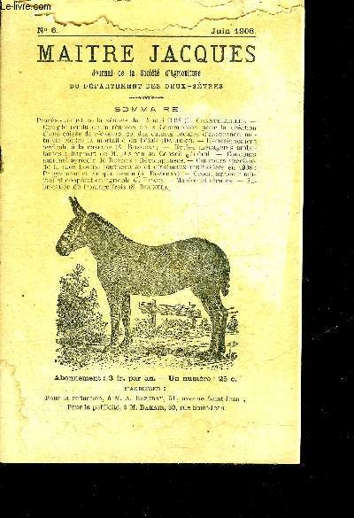 MAITRE JACQUES N6 JUIN 1908 - Procs - verbal de la sance du 14 mai 1908 (L. Chantecaille)., -