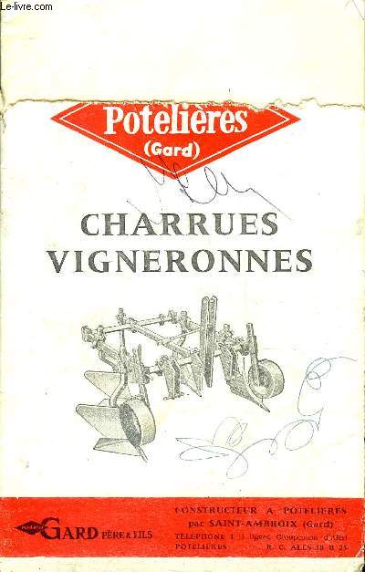 CHARRUES VIGNERONNES TYPE TUS 5 MB5 MTS - GARD POTELIERES - MANUEL D'ENTRETIEN.