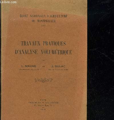 TRAVAUX PRATIQUES D'ANALYSES VOLUMETRIQUES
