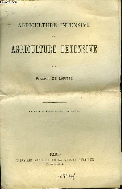 AGRICULTURE INTENSIVE ET AGRICULTURE EXTENSIVE