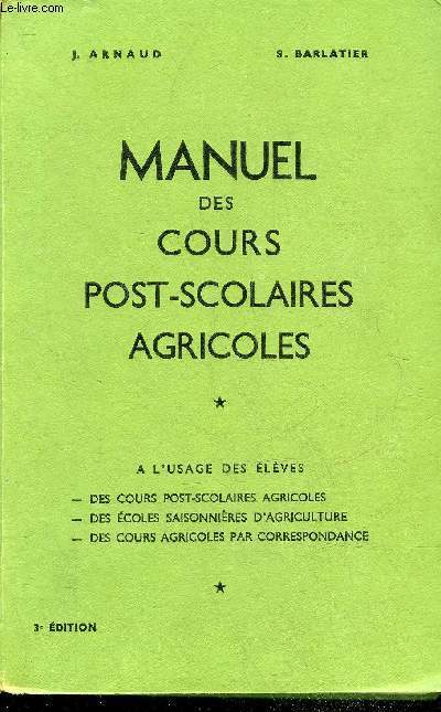 MANUEL DES COURS POST-SCOLAIRES AGRICOLES