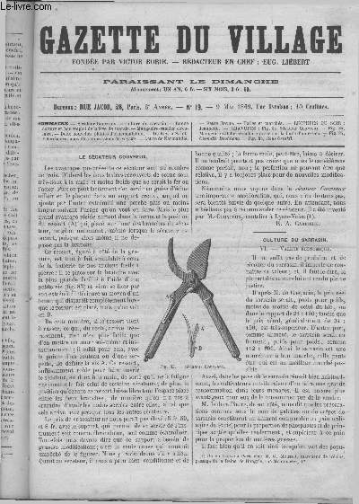 GAZETTE DU VILLAGE sixime anne N 19 - Scateur Couvreux.