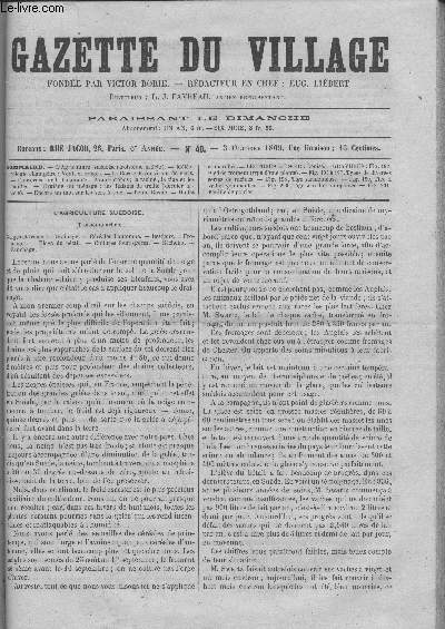 GAZETTE DU VILLAGE sixime anne N 40 - L
