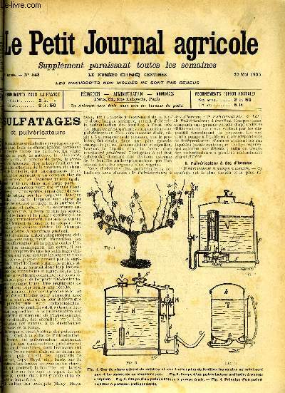 LE PETIT JOURNAL AGRICOLE N 543 - Les vignes : Sulfatages et pulvrisateurs (fig.).
